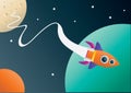 Rocket flying in space. Vector illustration decorative design Royalty Free Stock Photo