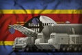 Swaziland rocket troops concept on the national flag background. 3d Illustration