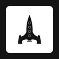 Rocket with four portholes icon, simple style Royalty Free Stock Photo