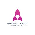 Rocket and golf negative space logo design Royalty Free Stock Photo