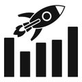 Rocket graph up icon, simple style