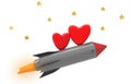 Rocket and hearts Royalty Free Stock Photo