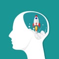 Rocket in the human head. The originality of the idea. vector Royalty Free Stock Photo