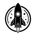 Rocket icon. Black spaceship icon isolated. Rocket launching sign