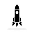 Rocket icon. Black spaceship icon isolated. Rocket launching sign