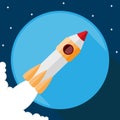 Rocket icon, blue background, vector Royalty Free Stock Photo