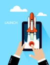 Rocket icon. concept of new business project and launch a new innovation product