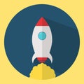 Rocket icon in flat design. Startup