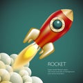 Rocket icon space, vector, illustration, fire, symbol, flame, cartoon, Royalty Free Stock Photo