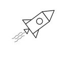 Rocket icon. Spaceship rocket. Spaceship launch. Vector illustration. Stock image. Royalty Free Stock Photo