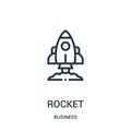 rocket icon vector from business collection. Thin line rocket outline icon vector illustration. Linear symbol