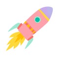 Rocket icon vector illustration. Cartoon retro space ship Royalty Free Stock Photo