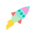 Rocket icon vector illustration. Cartoon retro space ship Royalty Free Stock Photo