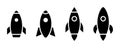 Rocket icons set. Spaceship symbol. Black rocket icon. Startup symbol. Spacecraft sign. Spaceship silhouette. Startup illustration Royalty Free Stock Photo