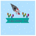 Rocket illustration background happy children day ballon.