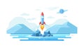 Rocket Island Launch: Coastal Space Operations, vector design Generative AI Royalty Free Stock Photo