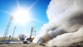 Rocket launch animation. Daylight. Space launch system. 3d rendering. Royalty Free Stock Photo