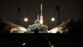 Rocket launch animation. Daylight. Space launch system. 3d rendering. Royalty Free Stock Photo