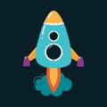 Rocket Launch as Space Adventure for Exploring Galaxy Vector Illustration