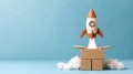Rocket Launch from a Box: Innovation and New Beginnings Royalty Free Stock Photo