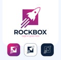 Rocket launch box logo design vector template. Start up logotype, Think outside the box logo, logistic and delivery logo