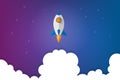 Rocket launch,bussines concept - rocket ship.Conceptual vector illustration in flat style design.