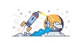 Rocket Launch from City, Advanced Future Space Program, vector design Generative AI Royalty Free Stock Photo