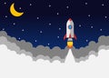 Rocket launch concept of an illustration of a business product on the market startup Royalty Free Stock Photo