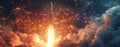 Rocket Launch into the Connected Universe Innovation and Technology Royalty Free Stock Photo