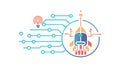 Rocket Launch Data Flow Icon: Space Tech, Innovation, Startup, vector design Generative AI Royalty Free Stock Photo