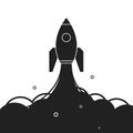 Rocket launch. Flat vector illustration isolated on white Royalty Free Stock Photo