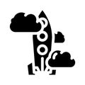 rocket launch glyph icon vector illustration