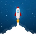 Rocket launch icon on blue sky background Royalty Free Stock Photo