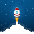 Rocket launch icon on blue sky background Royalty Free Stock Photo