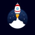 Rocket launch icon on blue sky background Royalty Free Stock Photo