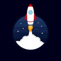 Rocket launch icon on blue sky background Royalty Free Stock Photo
