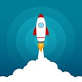 Rocket launch icon on blue sky background Royalty Free Stock Photo