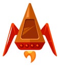Rocket launch icon. Powerful space shuttle in cartoon style