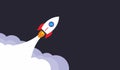 Rocket launch illustration. Business or project startup banner concept. Flat style illustration.
