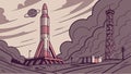 Rocket Launch from Industrial Base Vector Illustration, vector design Generative AI Royalty Free Stock Photo