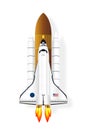 Rocket launch isolated on white background as paper cut art, craft style and business Startup project concept. flat design vector Royalty Free Stock Photo