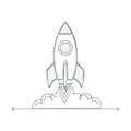 Rocket Launch Line Art Illustration Space Exploration Startup Concept Design Royalty Free Stock Photo