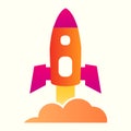 Rocket launch line icon. Spacecraft flying up, getting off the ground. Astronomy vector design concept, outline style