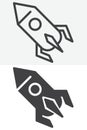 Rocket launch line and solid different style vector icon set Royalty Free Stock Photo