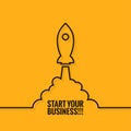 Rocket Launch Logo. Business Start Background.