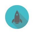 Rocket launch long shadow icon. Simple glyph, flat vector of transport icons for ui and ux, website or mobile application Royalty Free Stock Photo