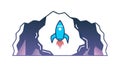 Rocket Launch from Mountain for Space Exploration, vector design Generative AI Royalty Free Stock Photo