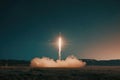 Rocket Launch at Night with Starry Sky: A Majestic Liftoff on a Star-Decorated Backdrop