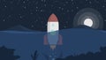 Rocket Launch From Ocean in Night Royalty Free Stock Photo