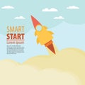 Rocket launch retro background. Vintage poster. Start up. Vector Royalty Free Stock Photo